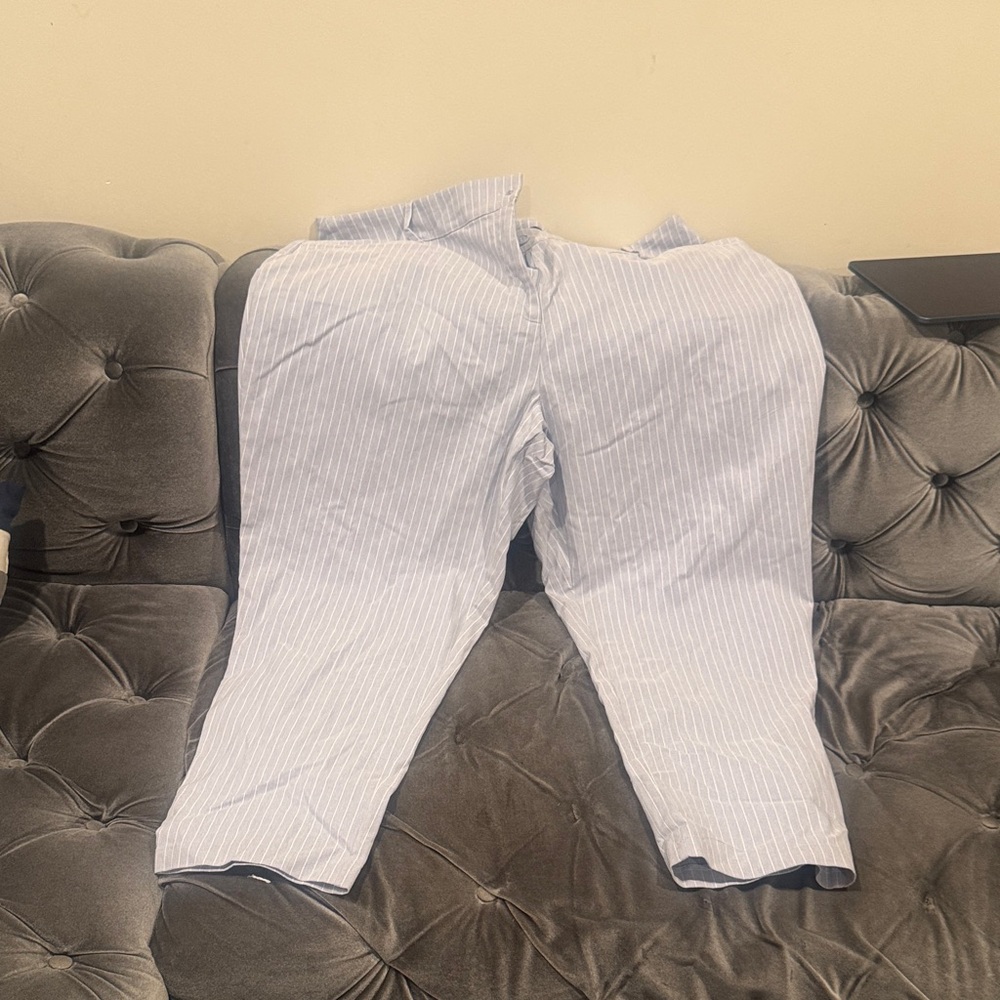 Ashley Stewart Light Blue Pinstripe Wide Leg Pants